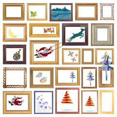 Set of antique frame with christmas concept