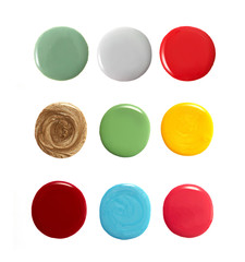 Colourful round shape nail varnish