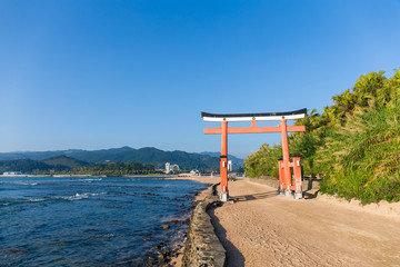 Aoshima Island with japanese torii