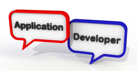 Application Developer, message on speech bubble, 3D rendering