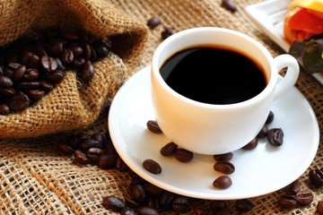 Black coffee and croissant.