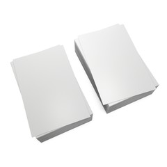 Stack of blank business cards. 3d render isolated on white background. Name cards as a presentation for promotion of corporate identity