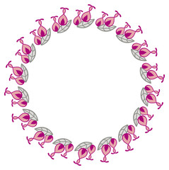 Color round frame with abstract flowers. 