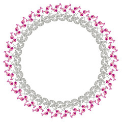 Color round frame with abstract flowers.