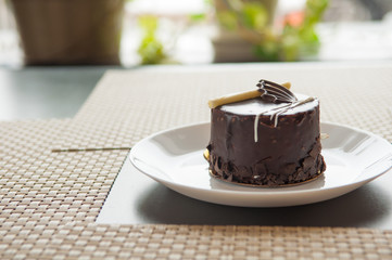 Mini chocolate cake on a plate