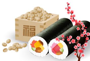 恵方巻　節分　豆　アイコン