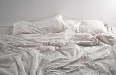 Unmade bed sheets