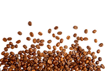 roasted coffee beans isolated on white background