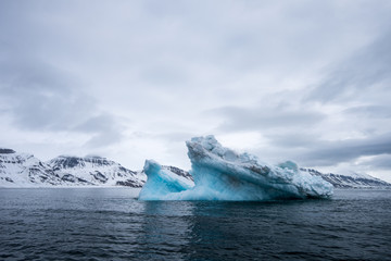 Alone iceberg floating in water