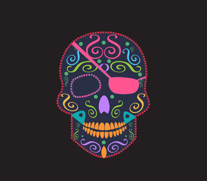 Skull vector background for fashion design, patterns, tattoos pirate 