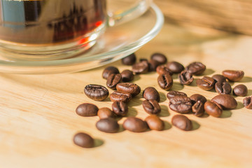  coffee on wooden background