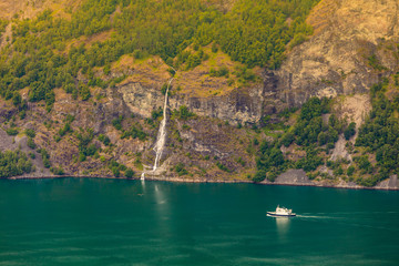 Fototapeta na wymiar Cruise ship on norwegian fjord