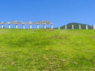 Fototapeta premium Temple Ruins at Ancient Messini, Messinia, Peloponnese, Greece