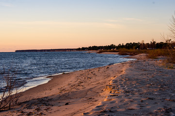dawn on Michigan's lake Huron.