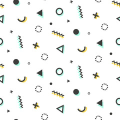 Geometric seamless pattern background in retro 80s-90s style