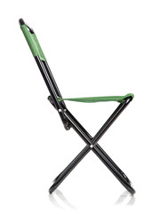 Folding chair with green fabric