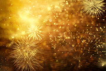 fireworks at New Year and copy space