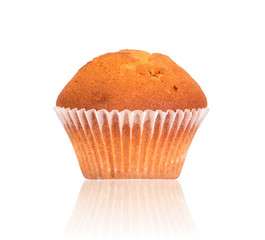 Tasty fresh muffin isolated on white background