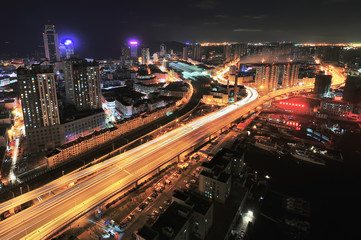 Fototapeta na wymiar City overpass at night