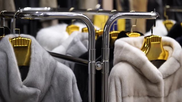 Shop mink coats. Chinchilla coats. Sable coats.  Winter season. 