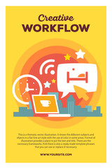 Vector creative colorful illustration of laptop with speech bubb