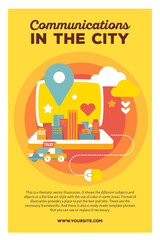 Vector creative colorful illustration of modern city growing out