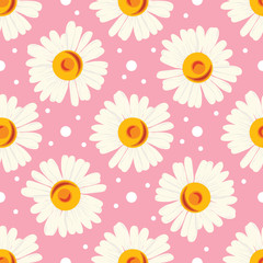 Fototapeta na wymiar Abstract seamless chamomile pattern on pink background
