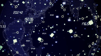 3D planet HUD.Numbers and elements randomly rotate and create earth.Type2. and type 1 in my profile. Techno Space Animation.For tech title and background, news headline business intro screensaver. - Powered by Adobe