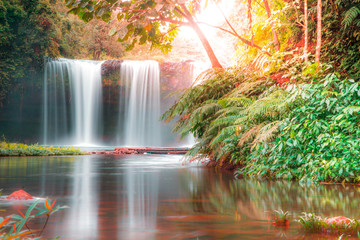 Fototapety  champeecave Waterfall in tropical country, Laos