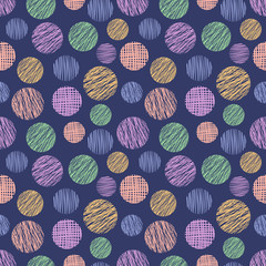 Seamless vector  geometrical pattern with circle Blue pastel  endless background with  hand drawn textured geometric figures Graphic  illustration Template for wrapping, web backgrounds, wallpaper