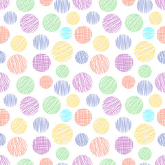 Seamless vector  geometrical pattern with circle Colorful pastel  endless background with  hand drawn textured geometric figures Graphic  illustration Template for wrapping, web backgrounds, wallpaper