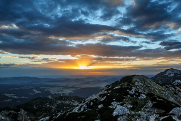 Sunset in the Montenegro mountains