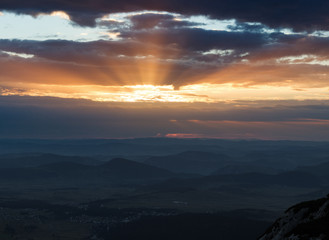 Sunset in the Montenegro mountains