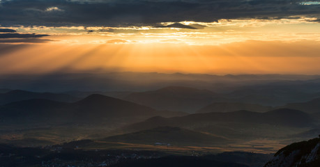 Sunset in the Montenegro mountains