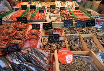 Seafood market in Trouville, Normandy 