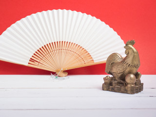 Chinese new year festival decorations, Flat lay chinese new year red paper art and craft paper.