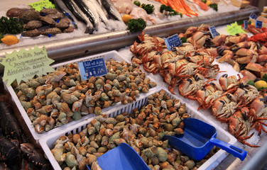 Seafood market in Trouville, Normandy 