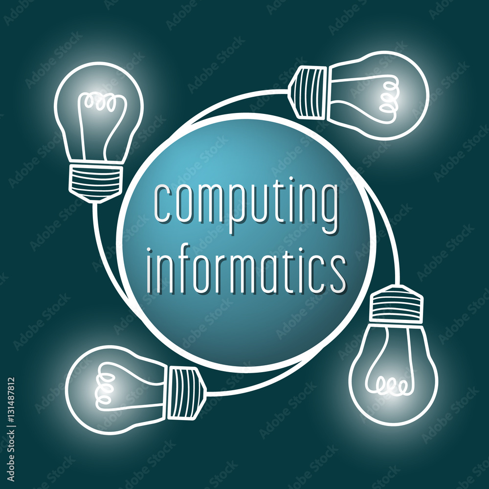 Poster abstract symbol with the words informatics; computing