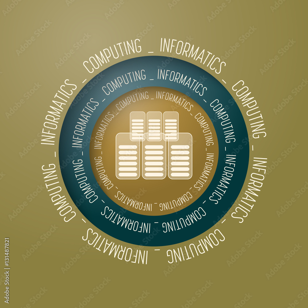 Poster colored vector abstract object and the words informatics, comput