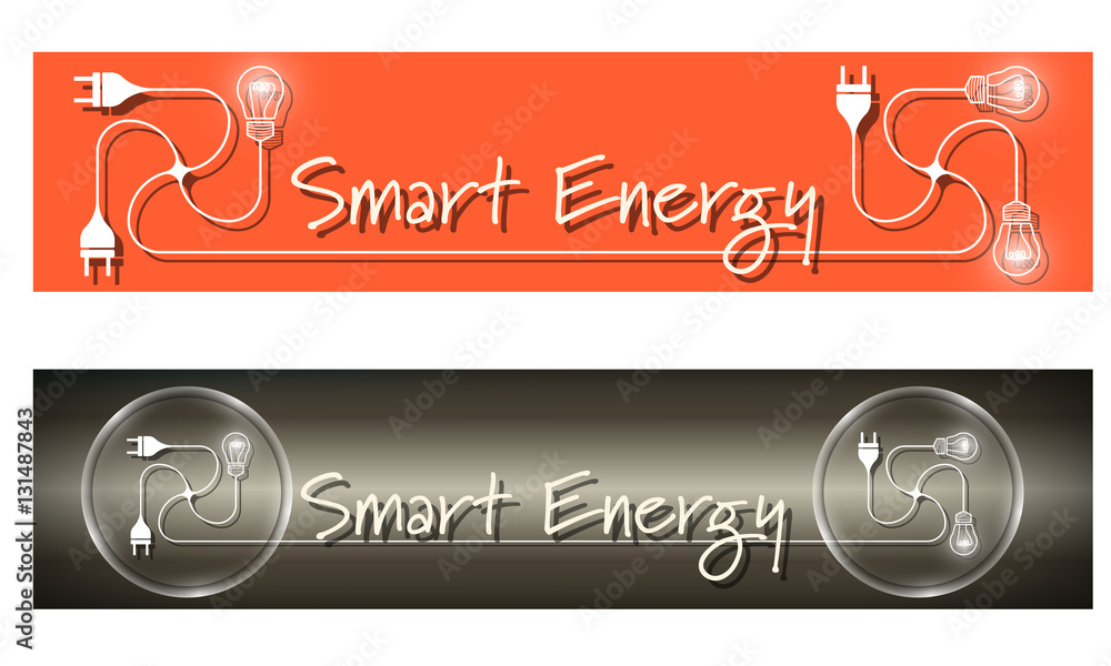 Wall mural set of two banners and the words smart energy