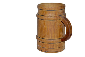 Wooden beer mug isolated on white background