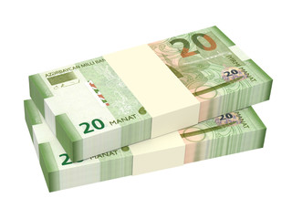 Azerbaijan manat isolated on white background. 3D illustration.