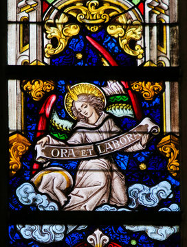 Stained Glass - Angel and Pray and Work