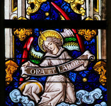 Stained Glass - Angel and Pray and Work