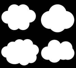 Cloud vector icons isolated over black background
