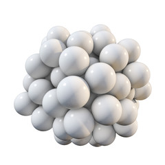 Ball of white spheres abstract 3D render.