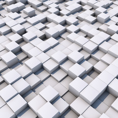 Abstract 3D white cubes surface background.