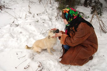 woman playing with a dog © st_fox