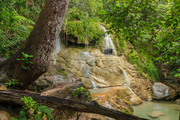 Deep forest waterfall in national park Thailand in rainy season