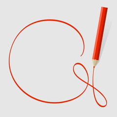 Red pencil drawing vector background with copy space.